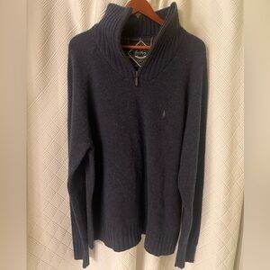 Jack Murphy Men's Navy Quarter-Zip Sweater 80% Lambswool Size 2XL